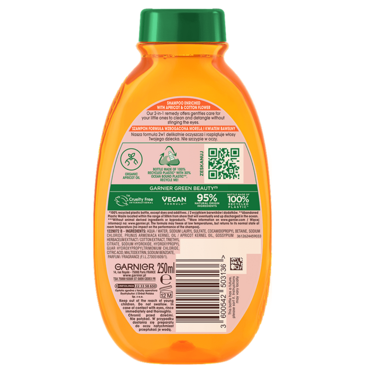 GARNIER Botanic Therapy Kids Szampon z odżywką 2w1 Morela i Kwiat Bawełny 4x250ml