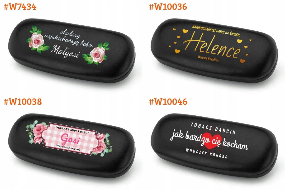 Czarne etui z kolorowym nadrukiem imienia dla babci dziadka wybór wzorów