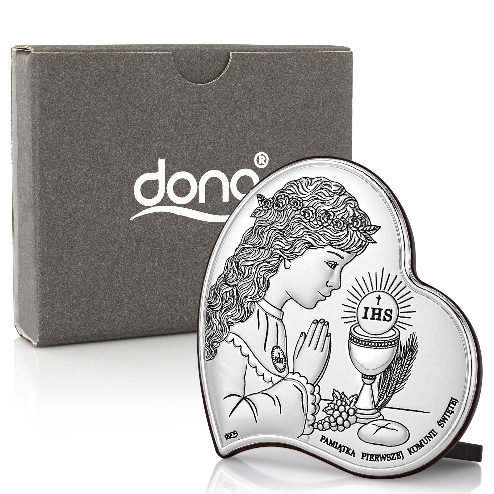 OBRAZEK srebrny pamiątka I KOMUNII GRAWER prezent