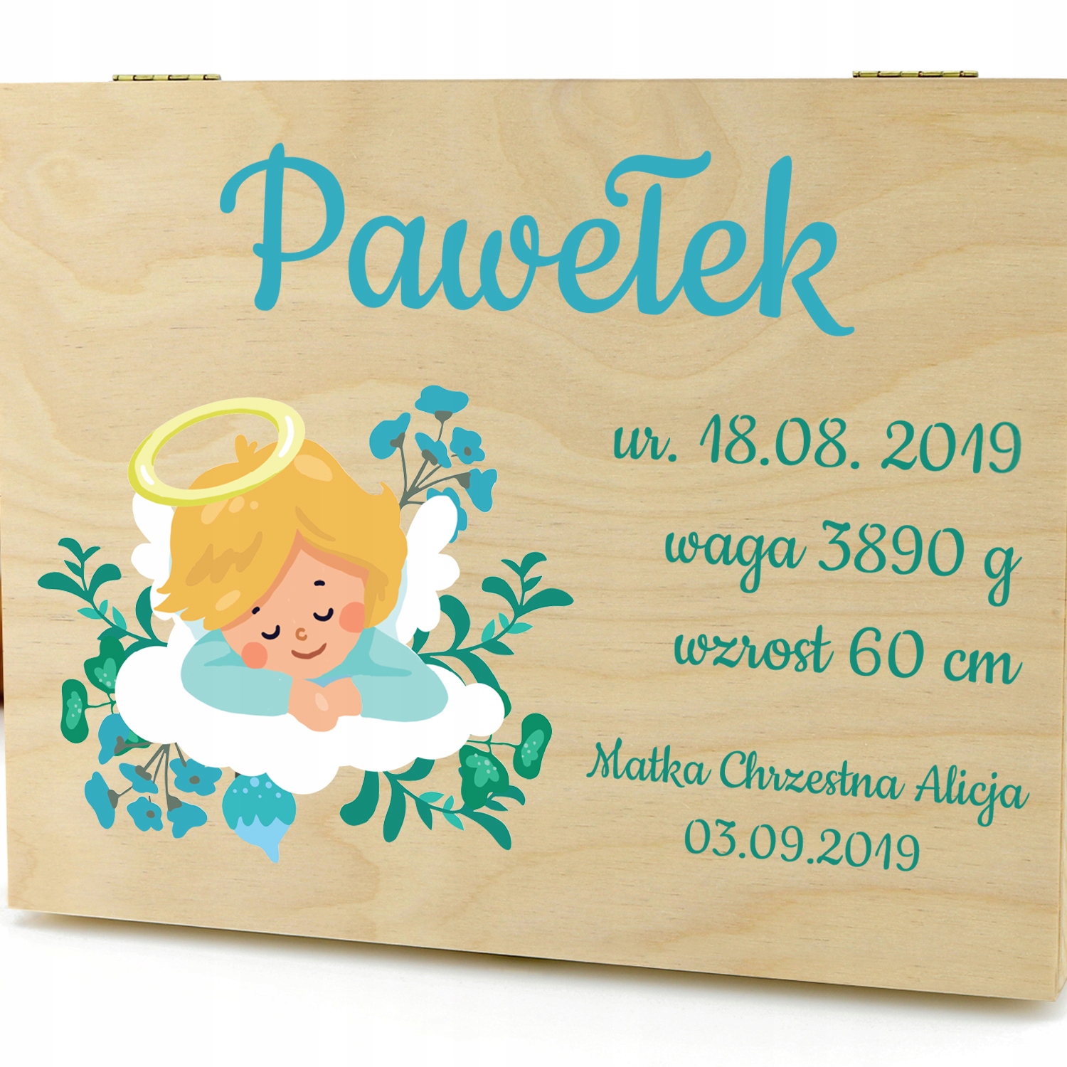 Pudełko wspomnień NADRUK prezent na chrzest pamiątka chrztu