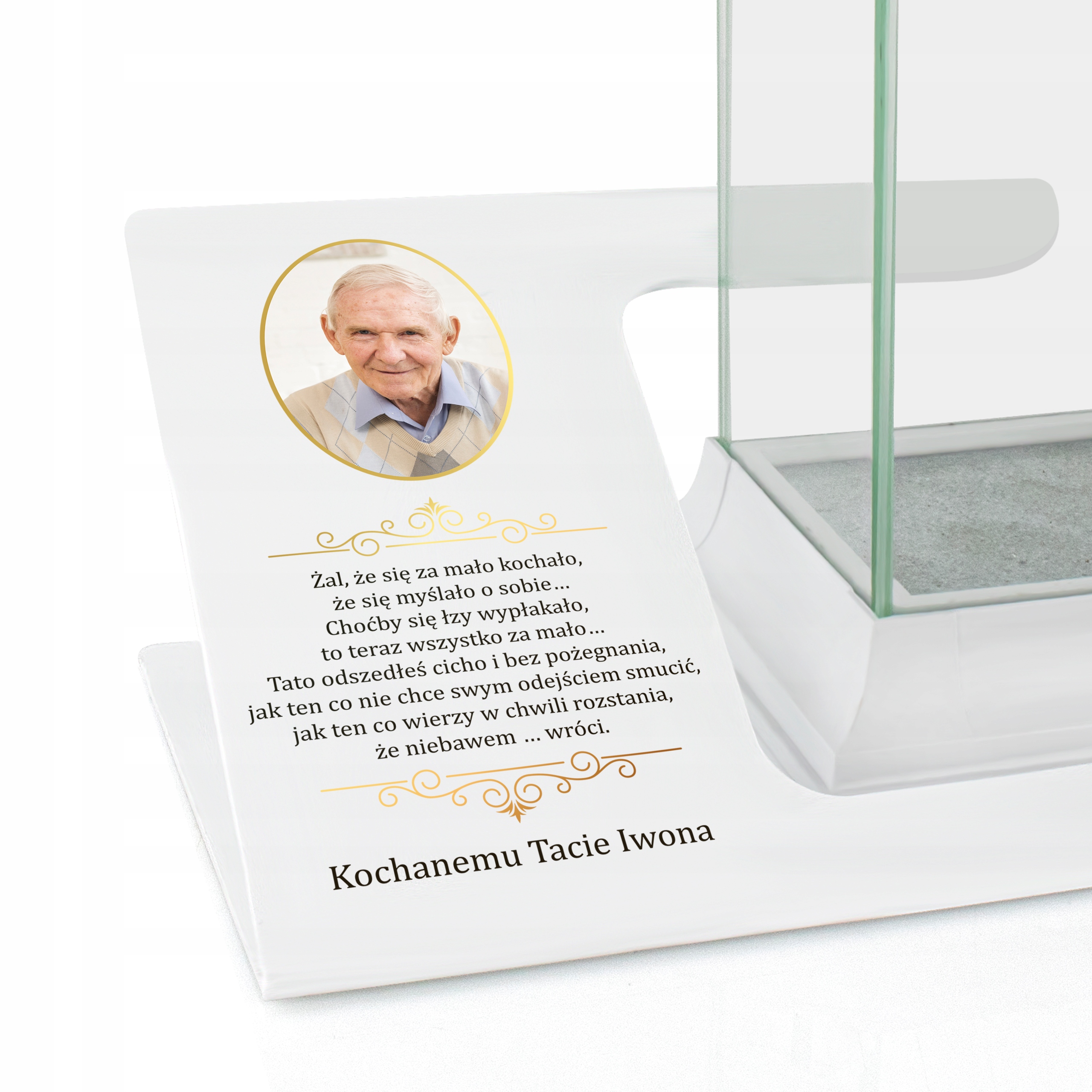 PODSTAWKA POD ZNICZ Z DEDYKACJĄ I LAMPIONEM XXL