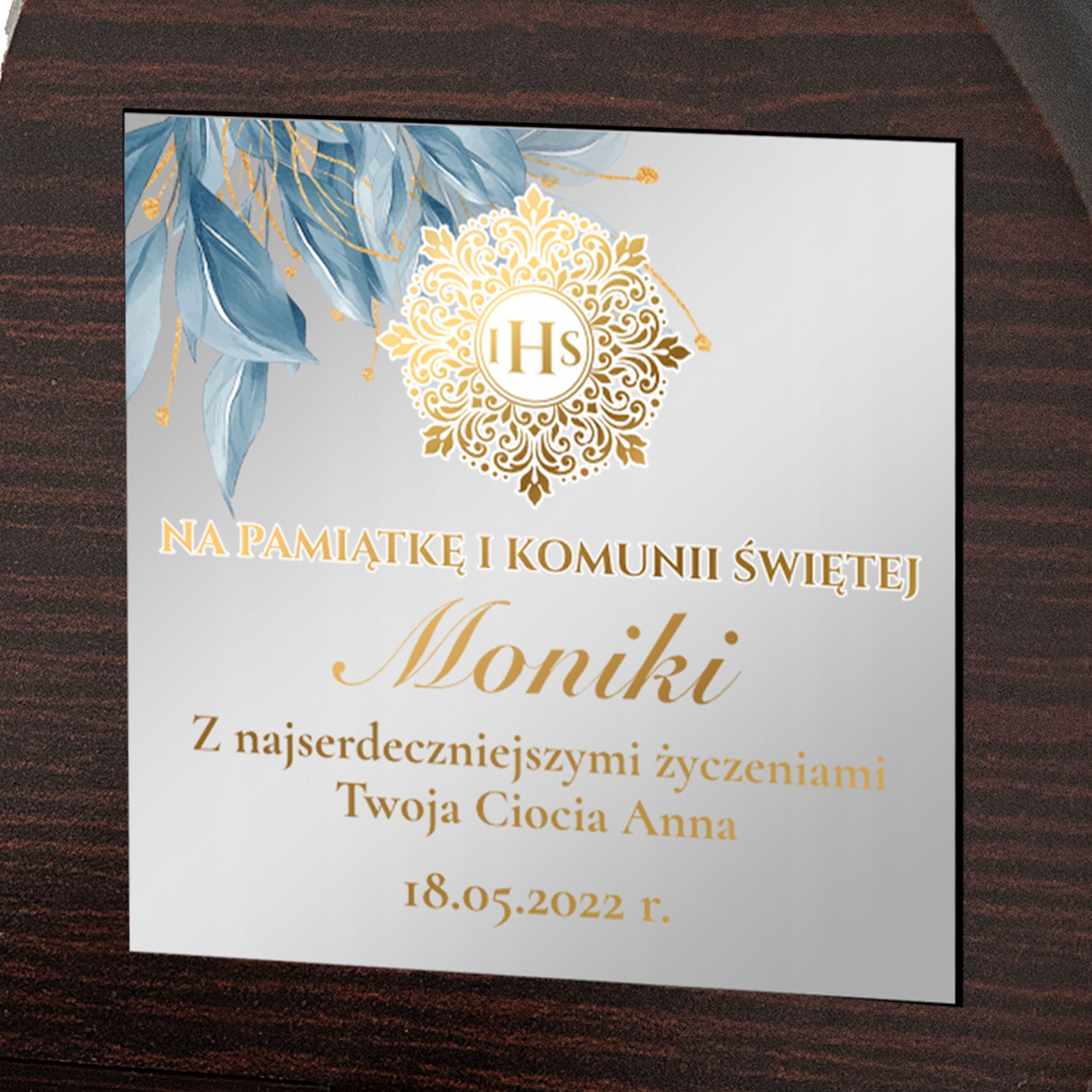 OBRAZEK srebrny pamiątka I KOMUNII GRAWER prezent