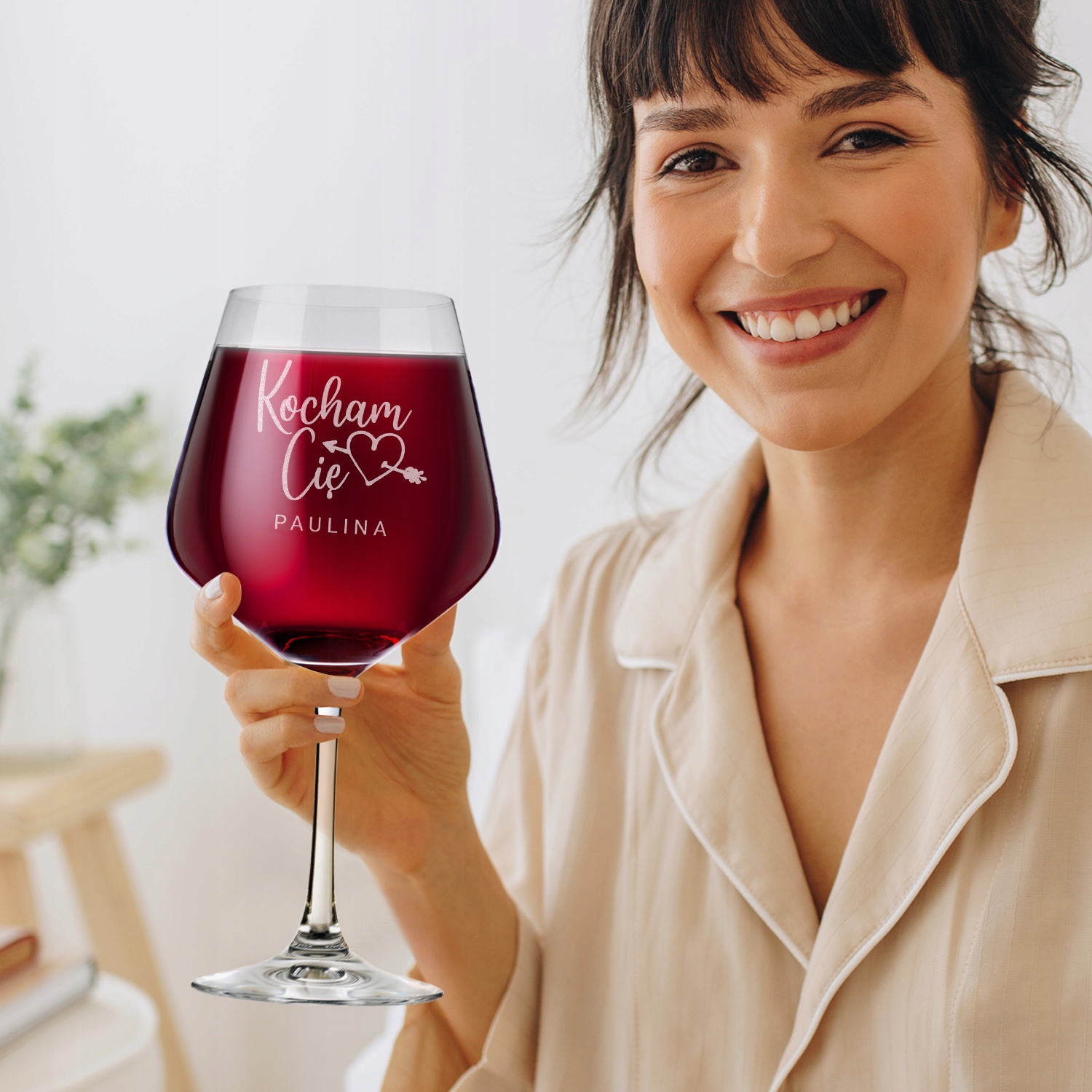 KIELISZEK do WINA z GRAWEREM XXL 860 ml WALENTYNKI