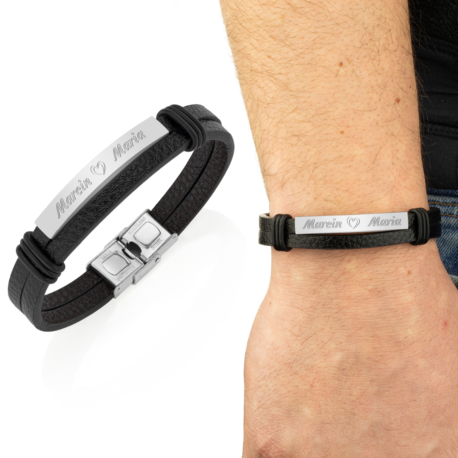 BRANSOLETKA MĘSKA PREZENT DLA NIEGO GRAWER STAL