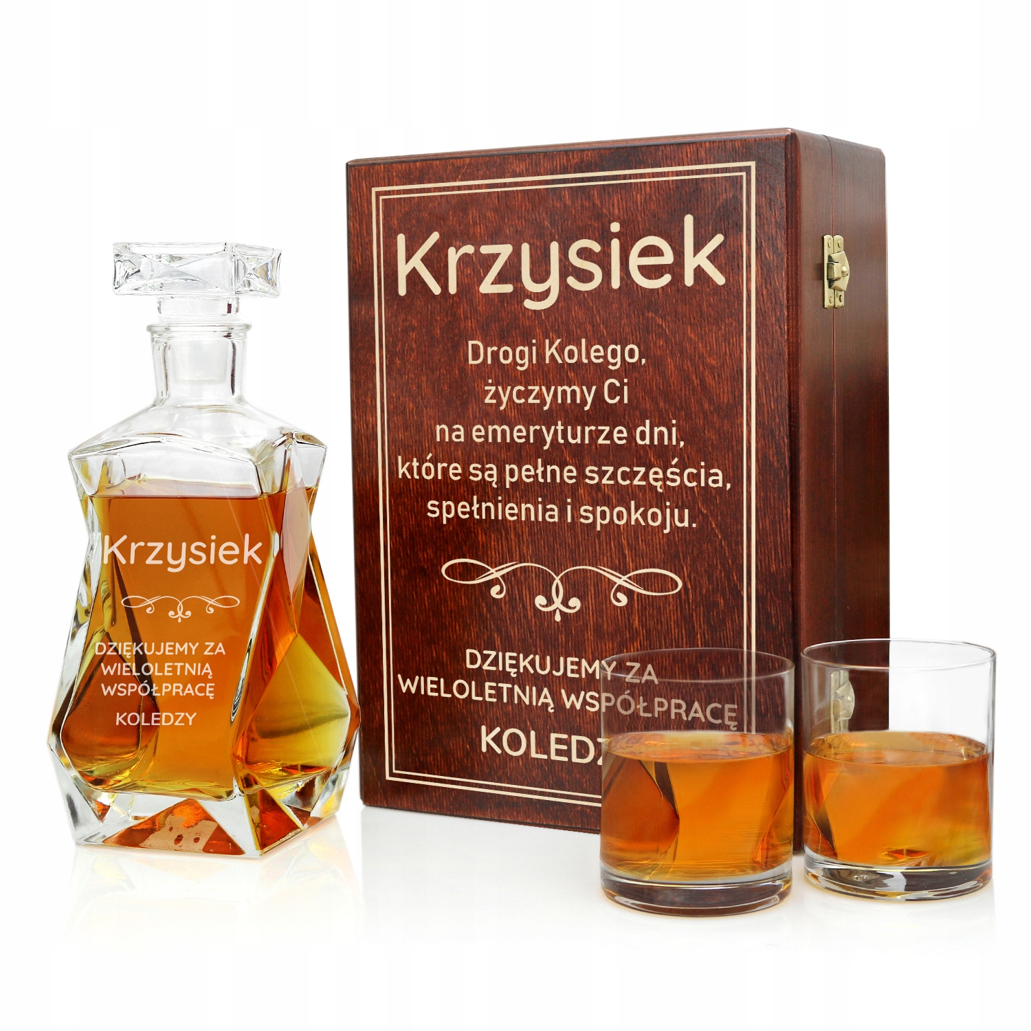 Zestaw karafka i szklanki z GRAWEREM na emeryturę