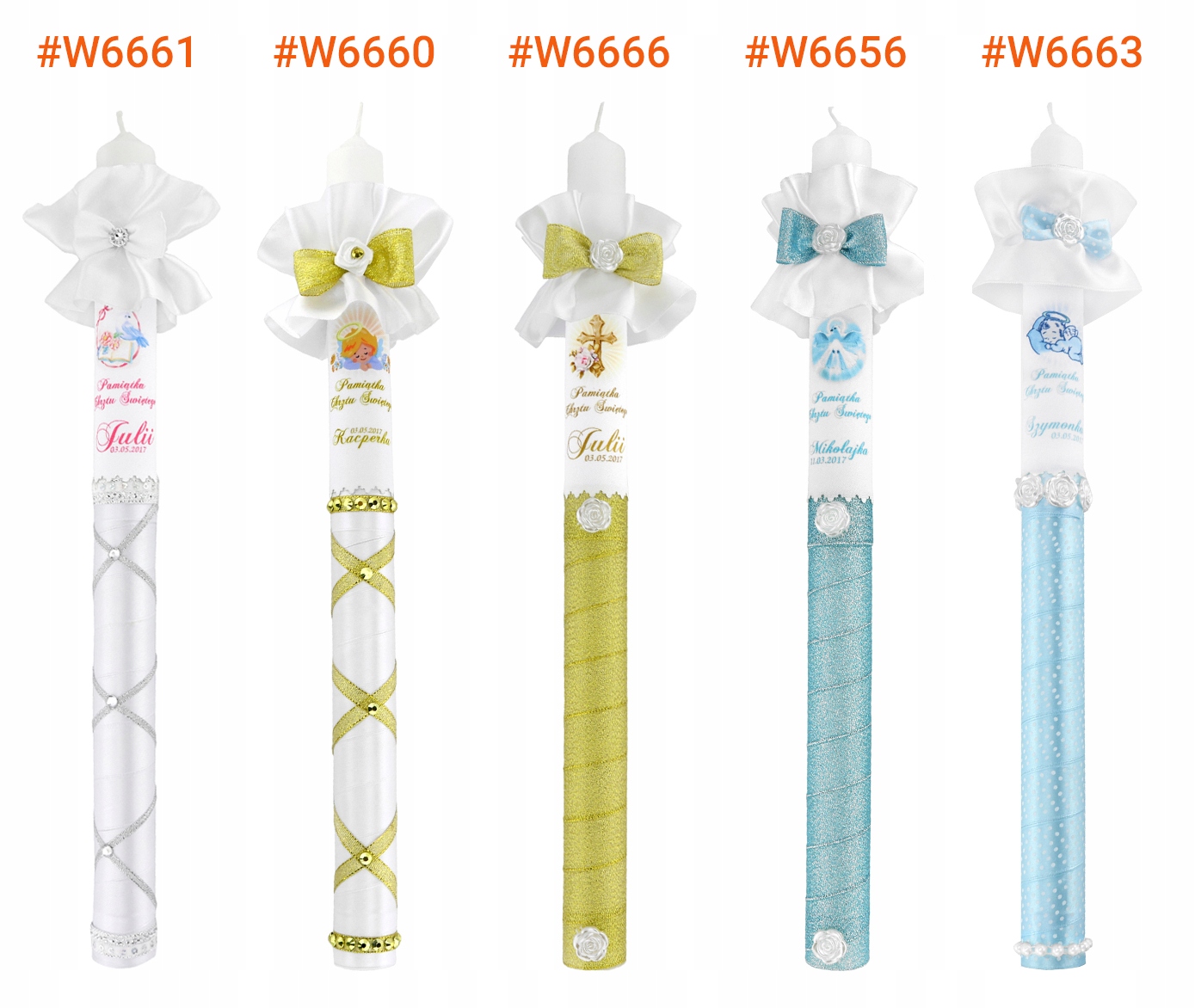 Świeca NA CHRZEST z ozdobami imię i data CHRZTU prezent na chrzest
