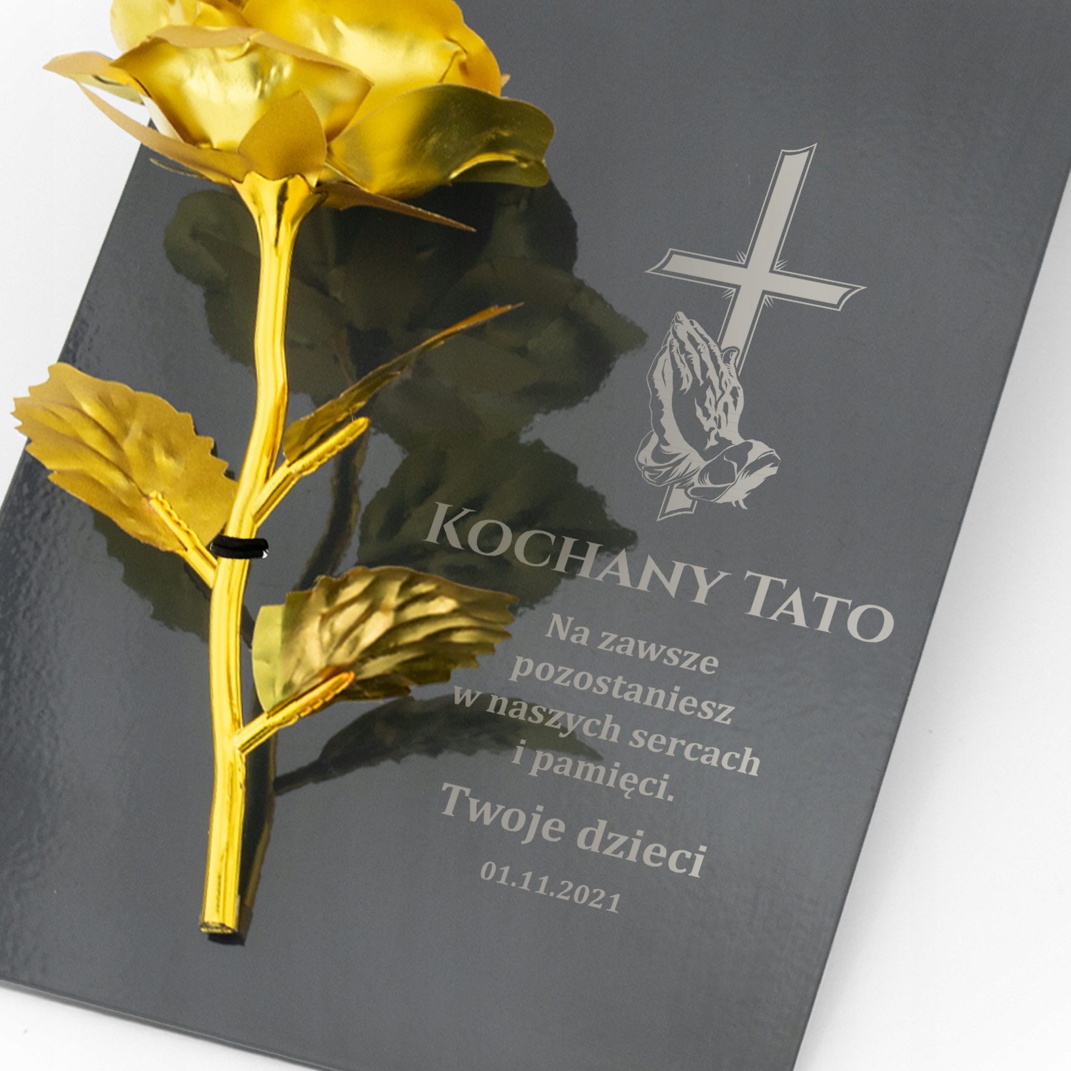 Złota róża postument na grób naruk dla TATY