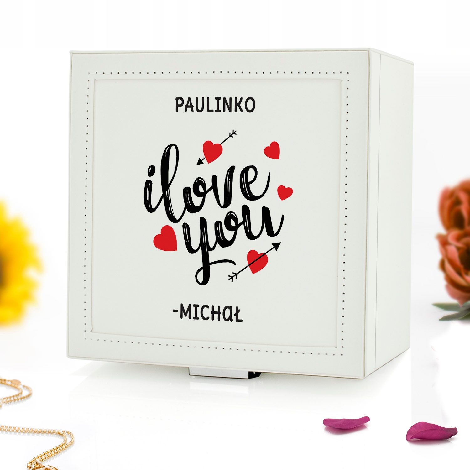 SZKATUŁKA KUFEREK na biżuterię LUSTRO WALENTYNKI