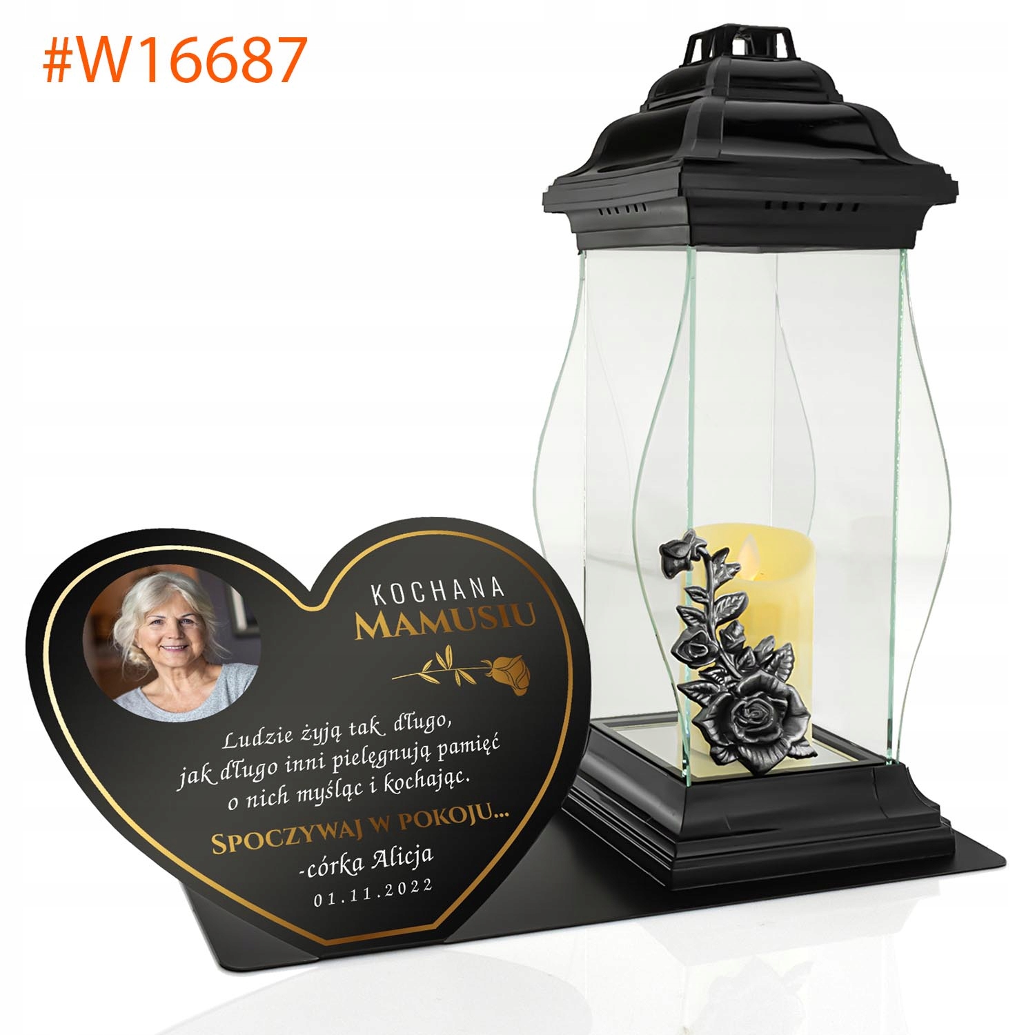 ZNICZ XXL wkład LED + DEDYKACJA na grób MAMY TATY