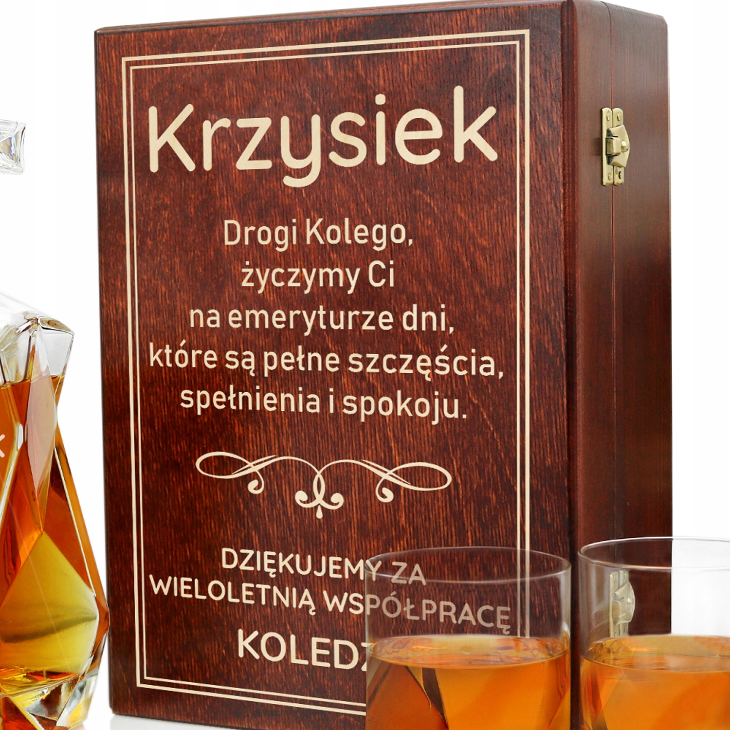 Zestaw karafka i szklanki z GRAWEREM na emeryturę