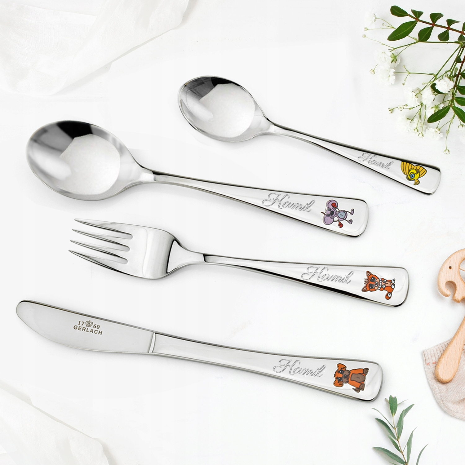 Sztućce dla dzieci + GRAWER GERLACH PYCHOTKI