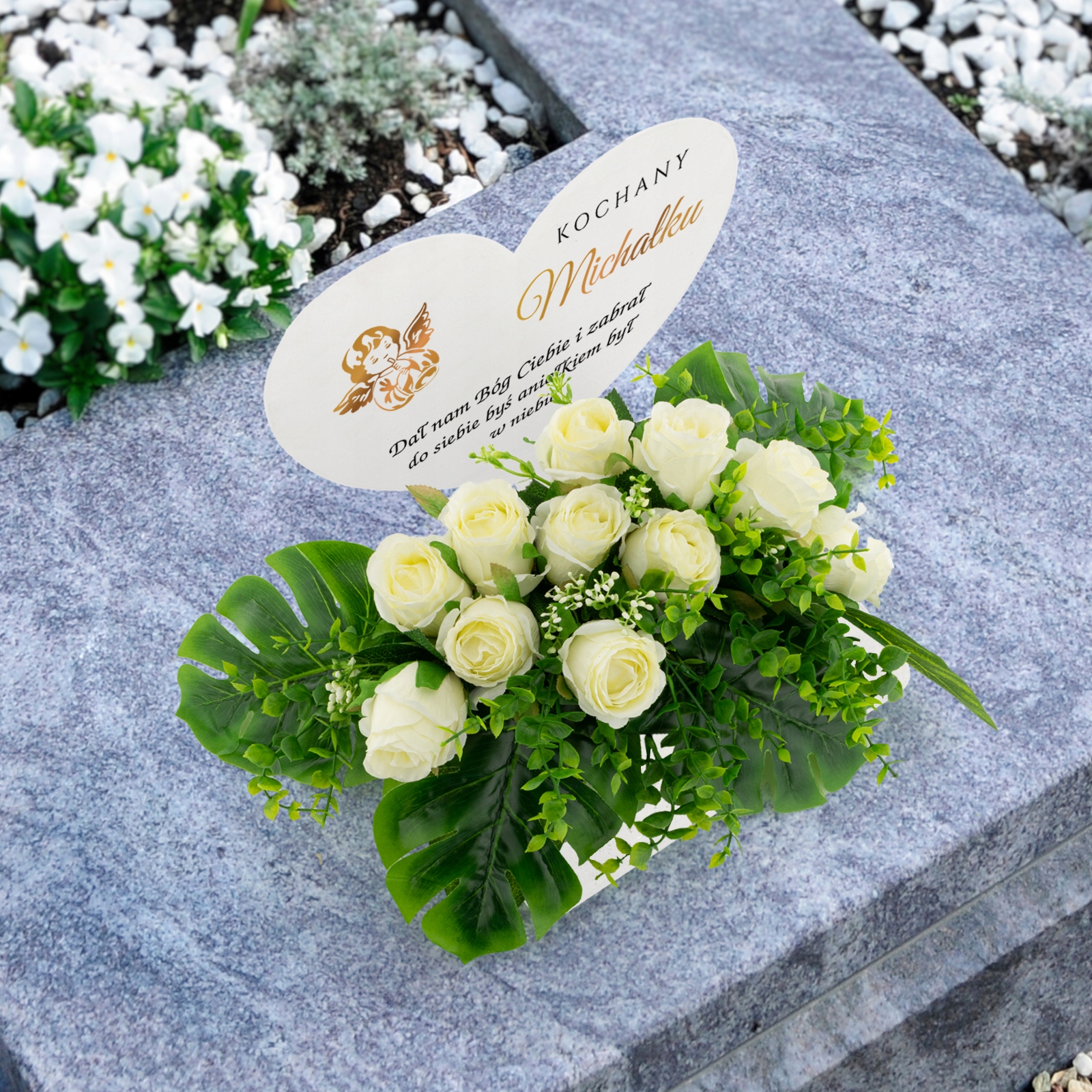 WIĄZANKA na GRÓB DZIECKA + PODSTAWKA z DEDYKACJĄ