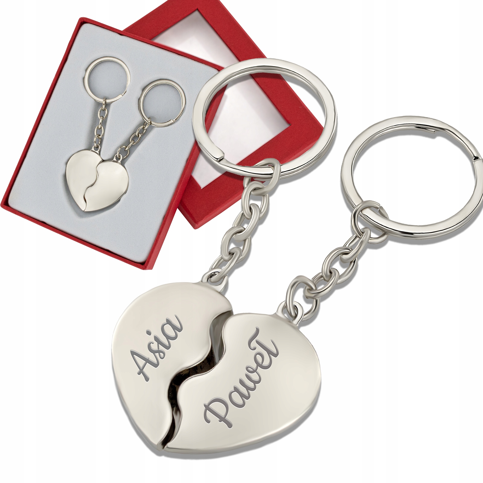 BRELOK do KLUCZY SERCE ŁAMANE dla PAR WALENTYNKI