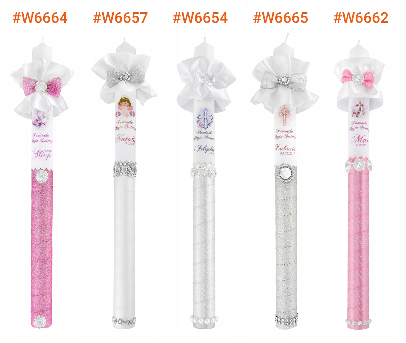 Świeca NA CHRZEST z ozdobami imię i data CHRZTU prezent na chrzest