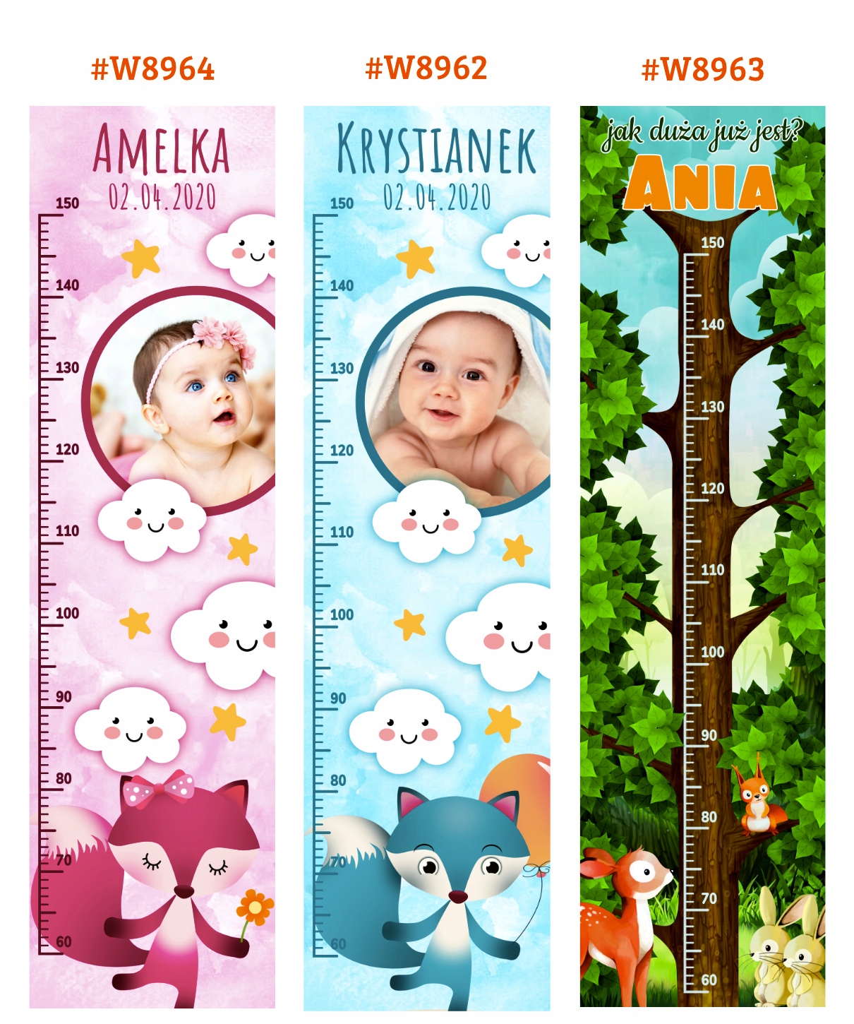 Miarka wzrostu DLA DZIECI wydruk na PŁÓTNIE imię