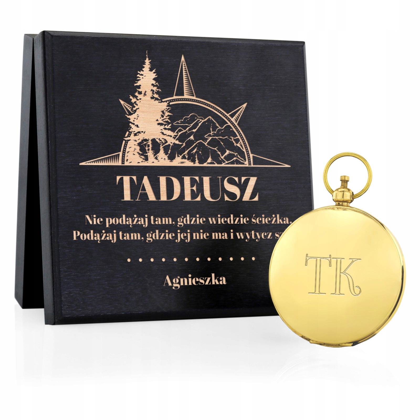 Kompas + SZKATUŁKA + GRAWER prezent URODZINY 40 50