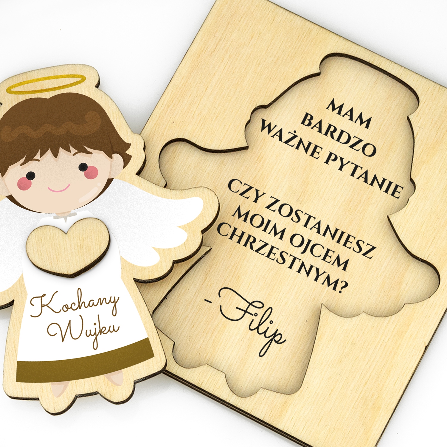 PROŚBA O BYCIE CHRZESTNYM pytanie nadruk aniołek