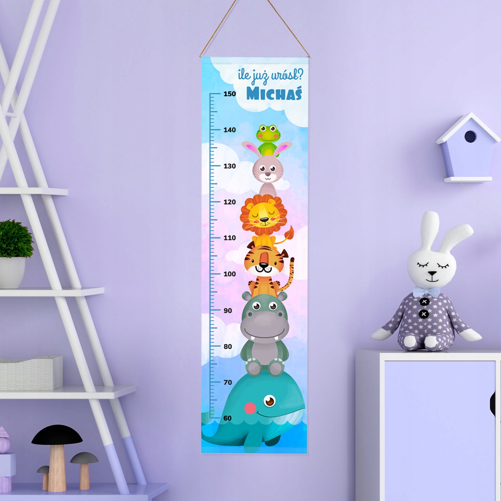 Miarka wzrostu DLA DZIECI wydruk na PŁÓTNIE imię