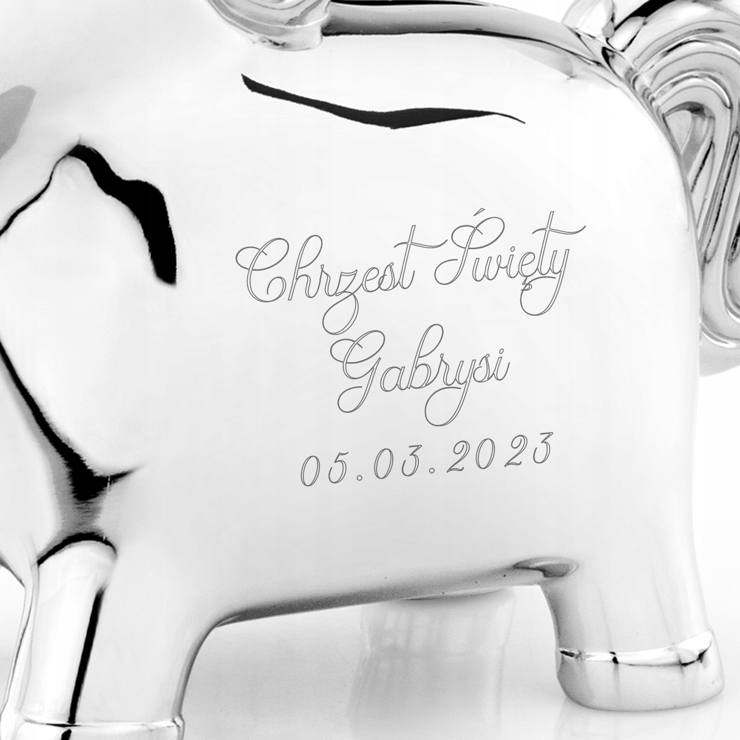 Skarbonka jednorożec srebrna prezent na chrzest pamiątka chrztu + GRAWER