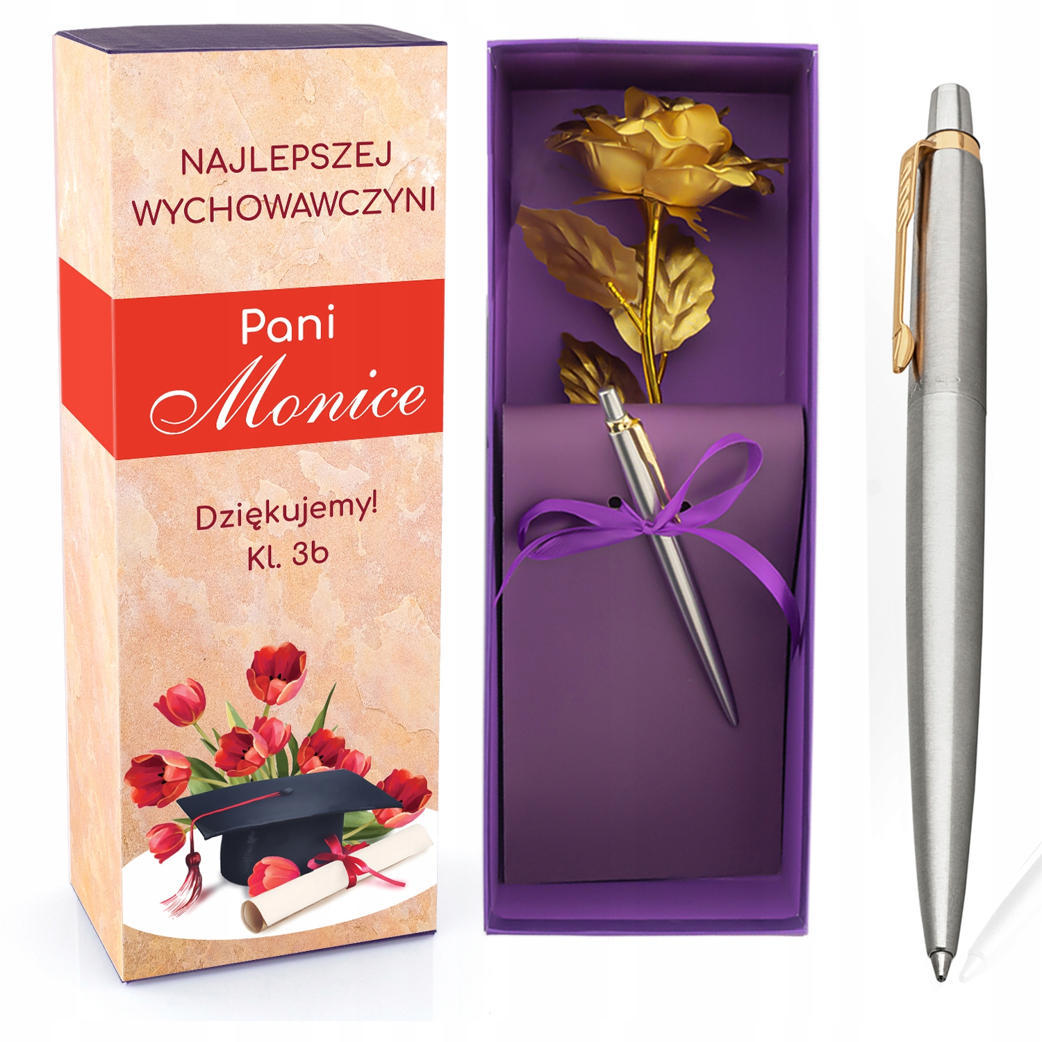 Długopis PARKER ZŁOTA RÓŻA +GRAWER dla nauczyciela