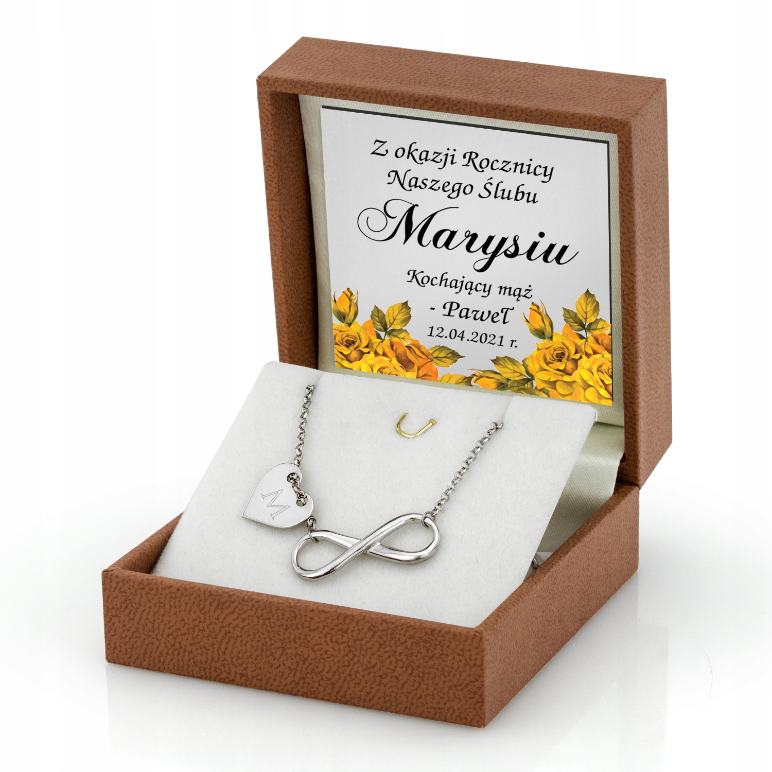 Srebrna bransoletka INFINITY ROCZNICA serce GRAWER