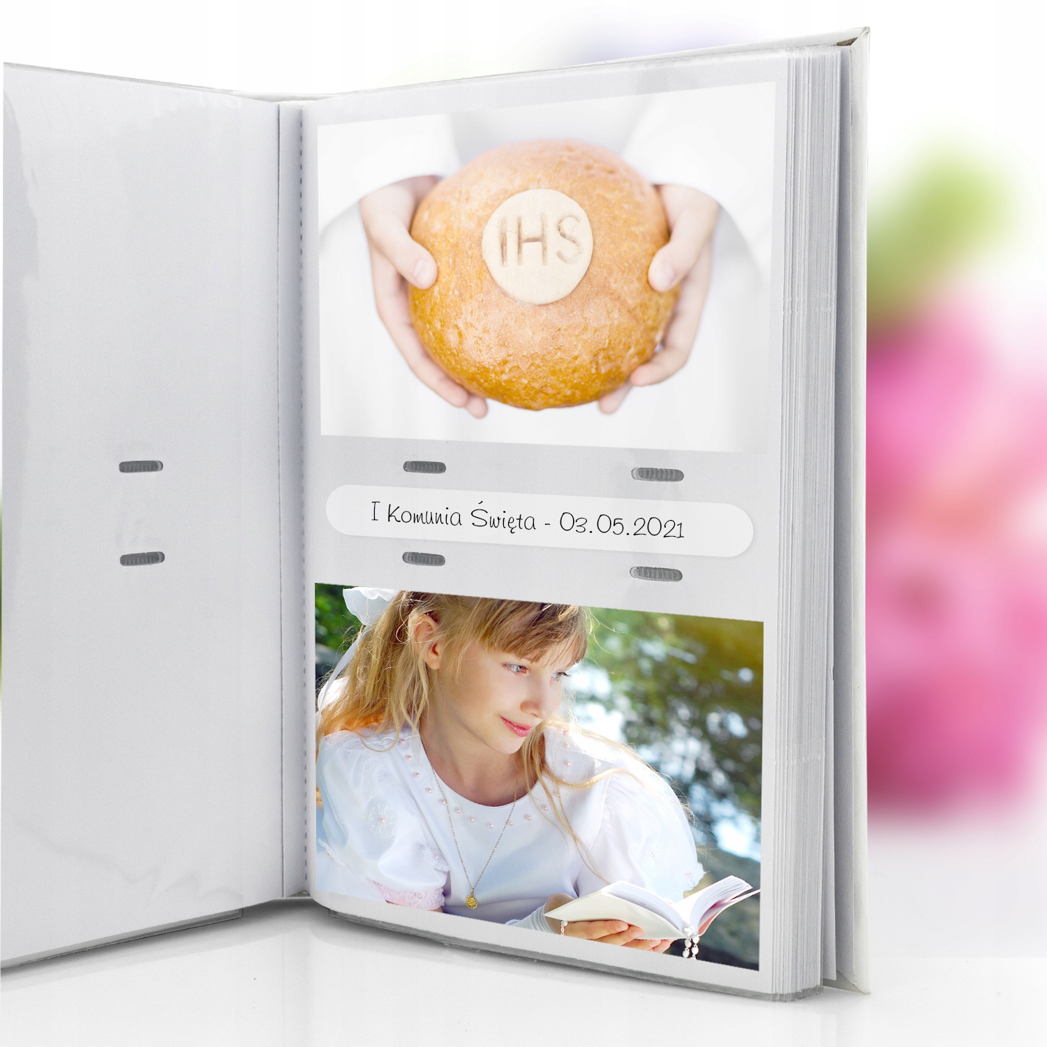FOTO ALBUM na zdjęcia Pamiątka I Komunii + GRAWER