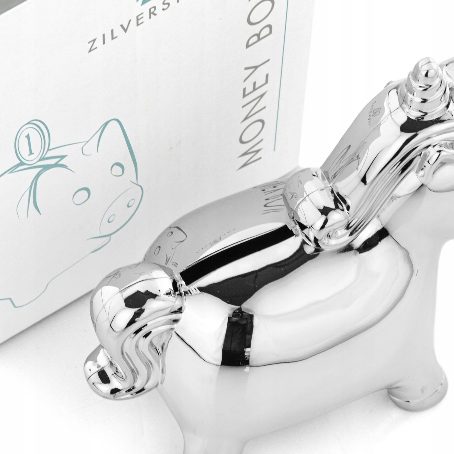 Skarbonka jednorożec srebrna prezent na chrzest pamiątka chrztu + GRAWER