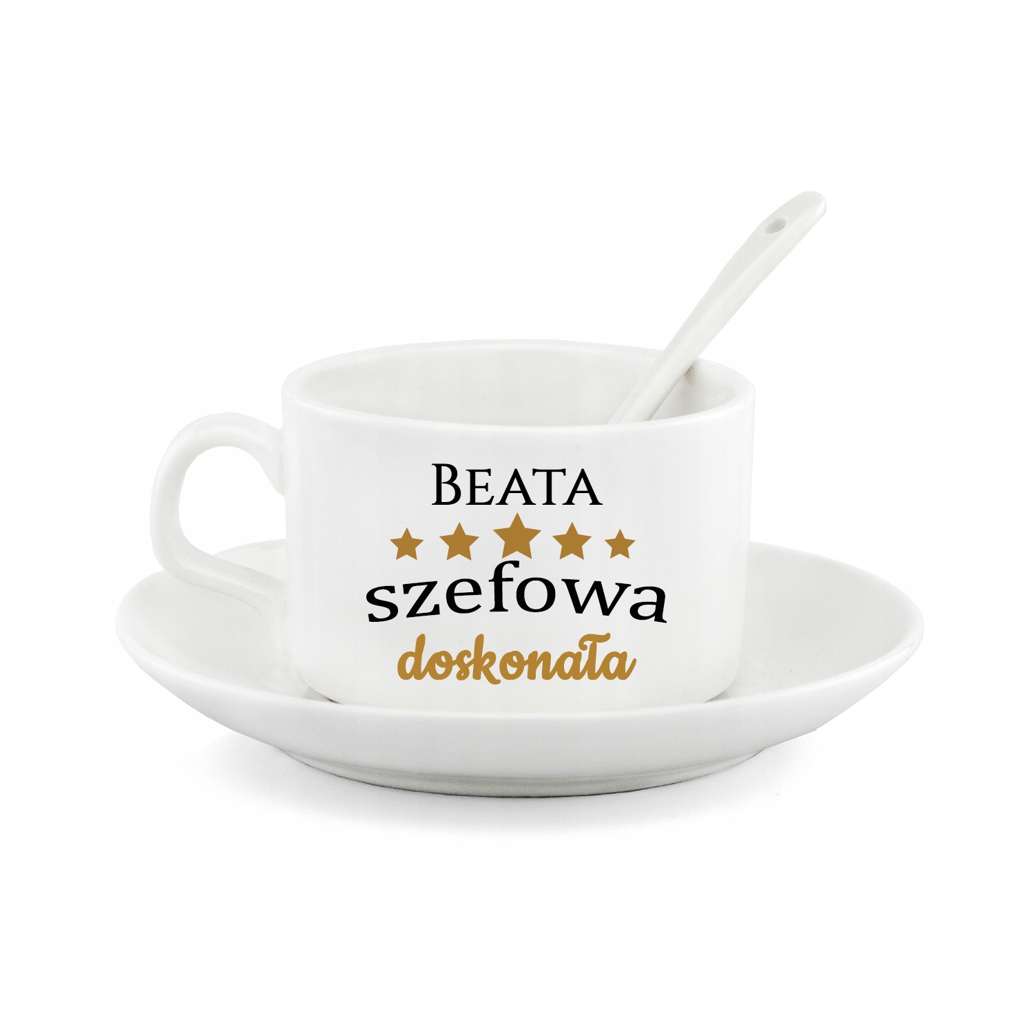 Zestaw prezentowy dla szefowej szlafrok M i ręcznik z haftem+ filiżanka