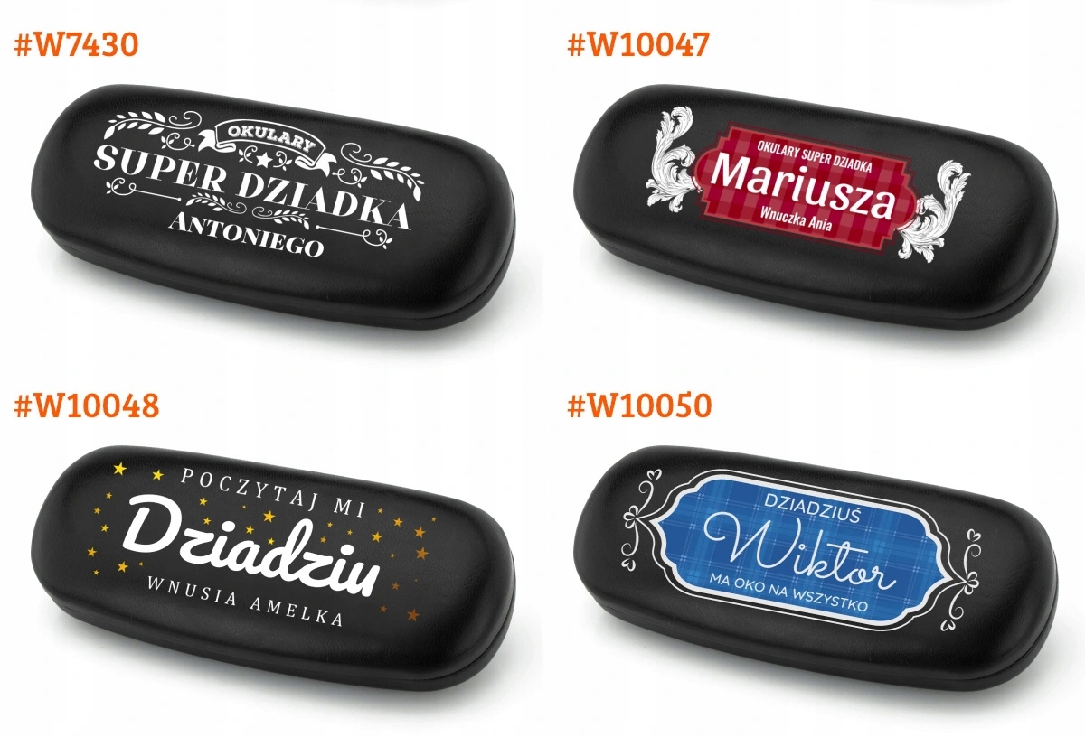Czarne etui z kolorowym nadrukiem imienia dla babci dziadka wybór wzorów