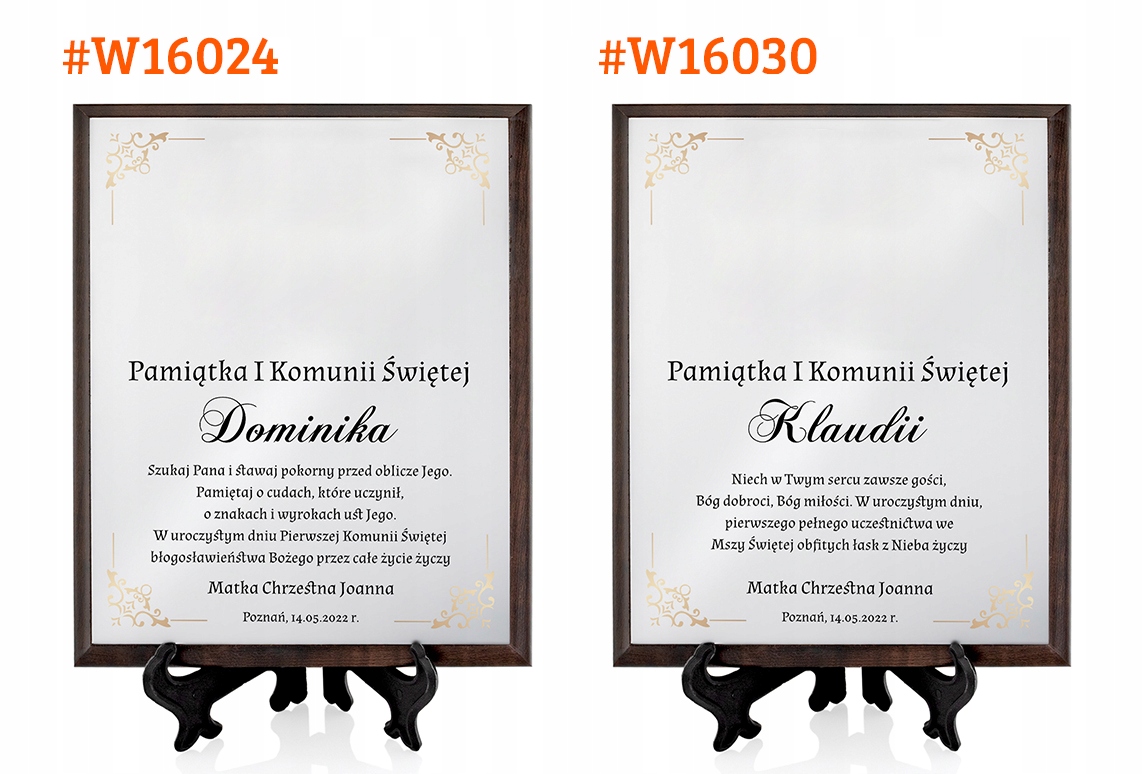 SREBRNY obrazek prezent na KOMUNIĘ z NADRUKIEM Pamiątka Komunii Chłopca