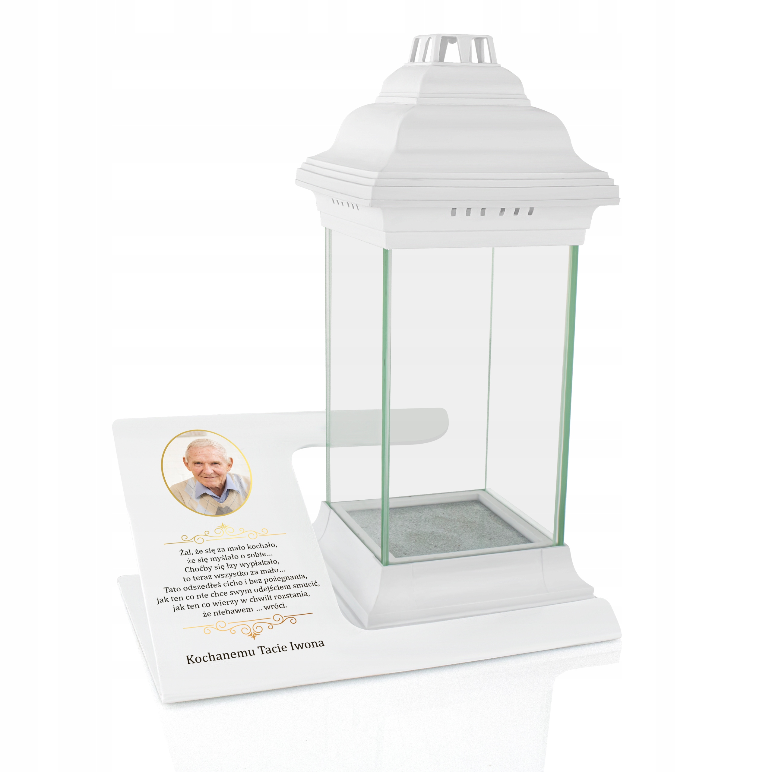 PODSTAWKA POD ZNICZ Z DEDYKACJĄ I LAMPIONEM XXL