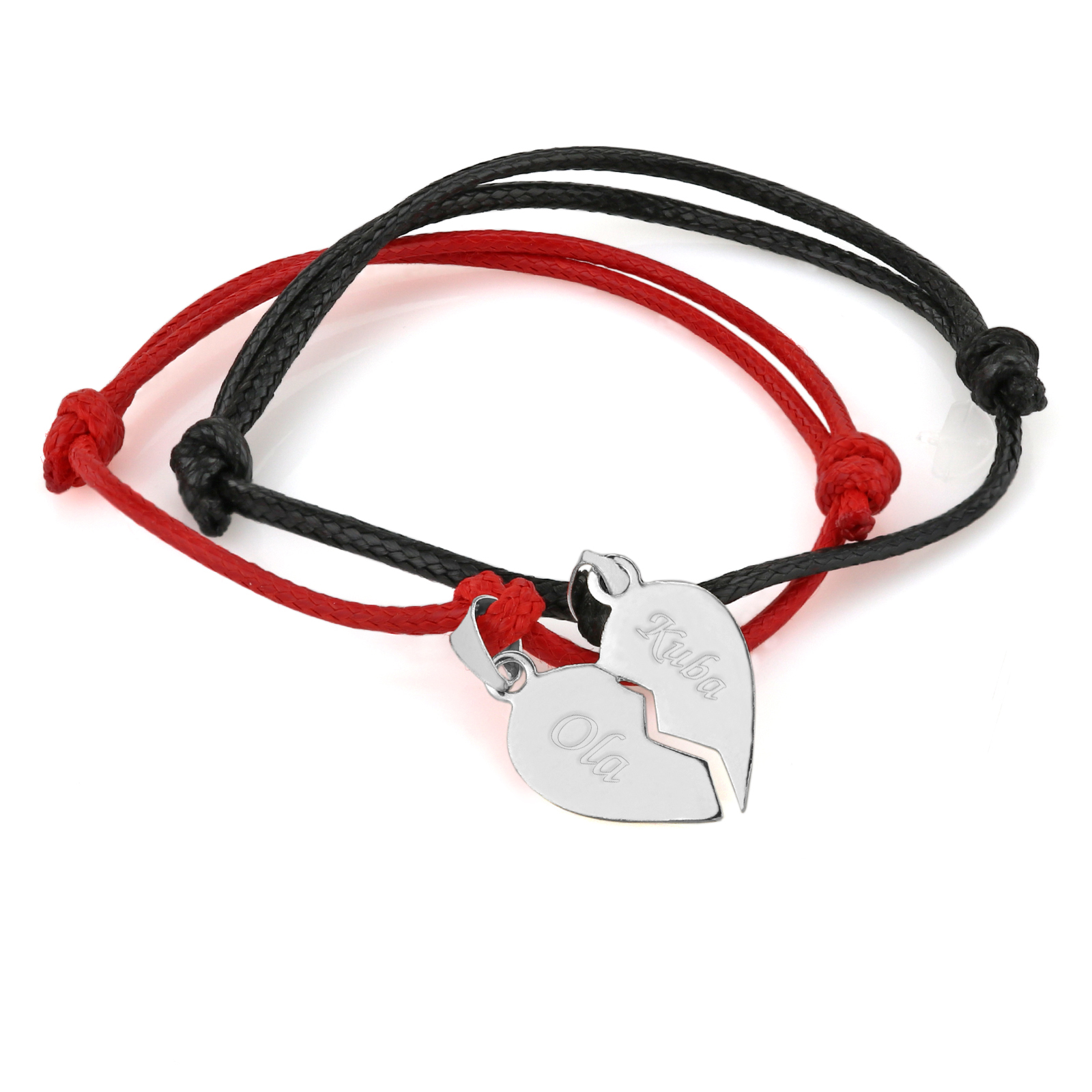 SREBRNA BRANSOLETKA 925 SERCE ŁAMANE dla PAR