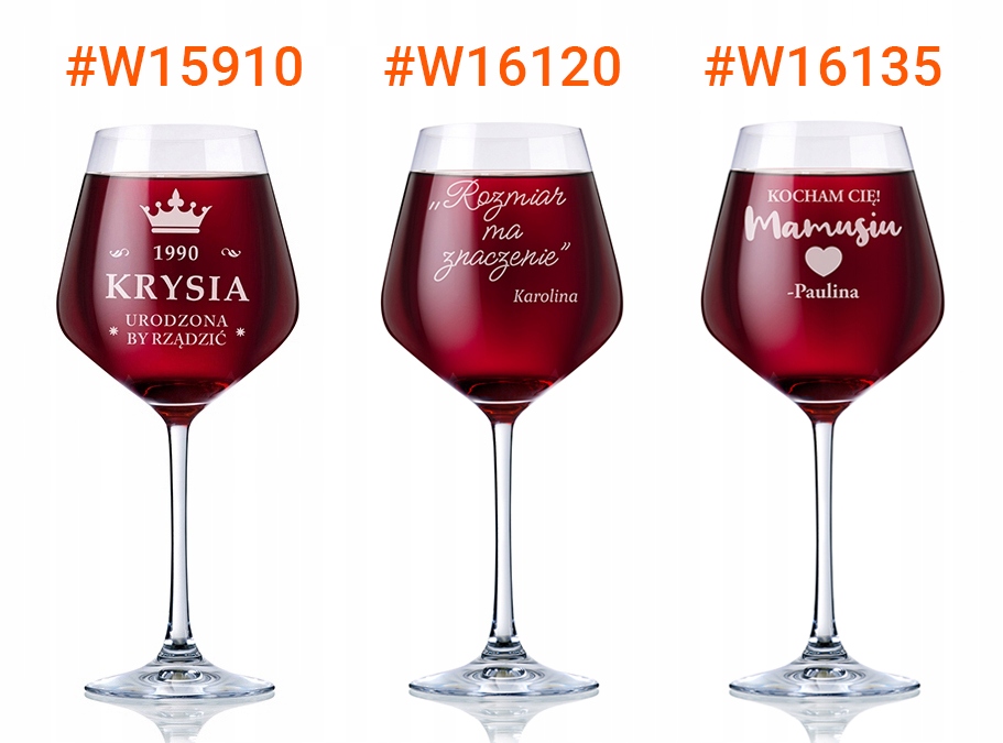 KIELISZEK do WINA z GRAWEREM XXL 860 ml WALENTYNKI