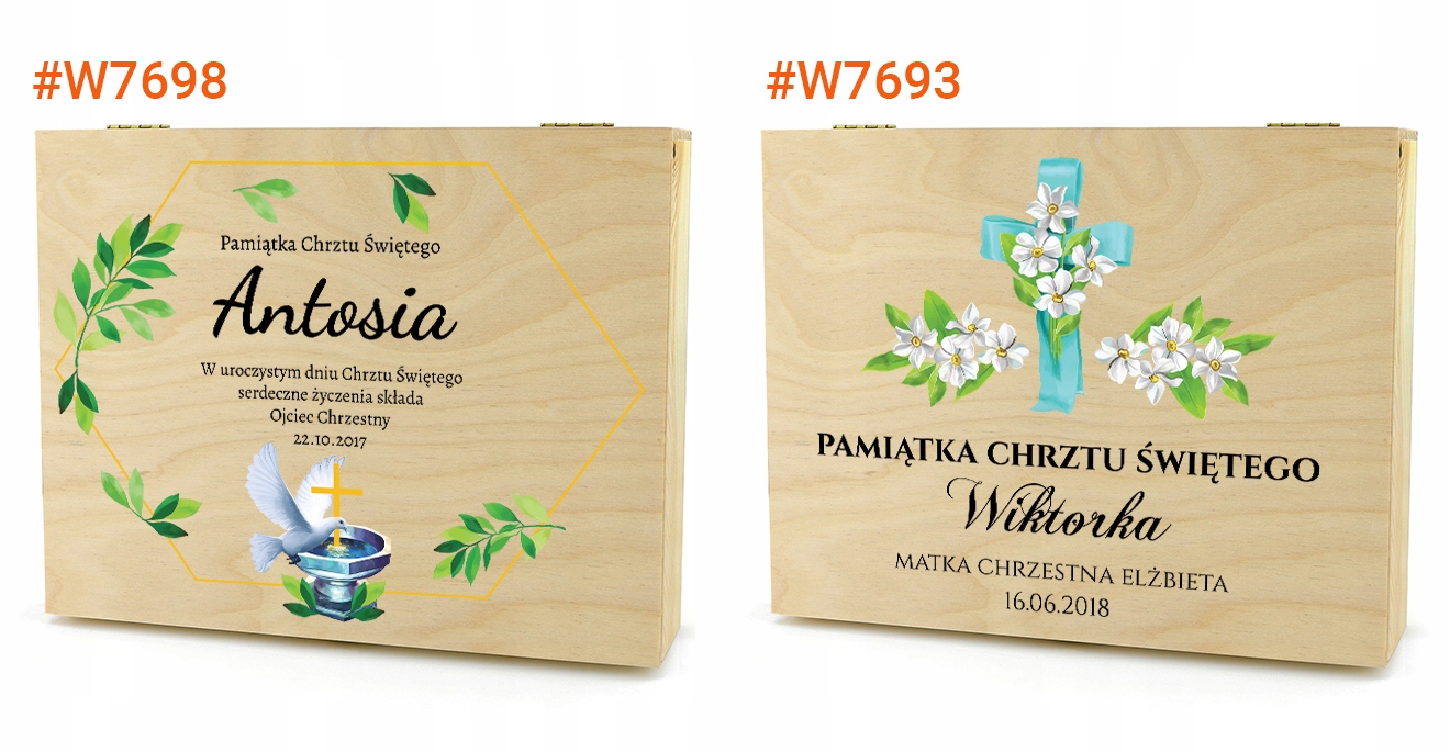 Pudełko wspomnień NADRUK prezent na chrzest pamiątka chrztu