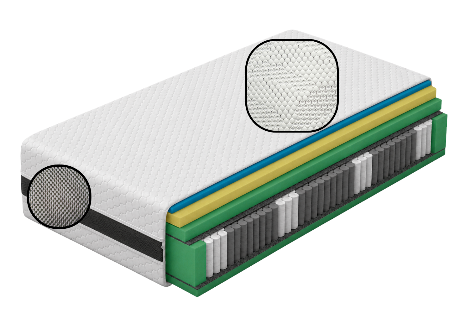 Materac królewski MULTIPOCKET HR44 VISCO MEMORY + VISCO PNEUMATIC