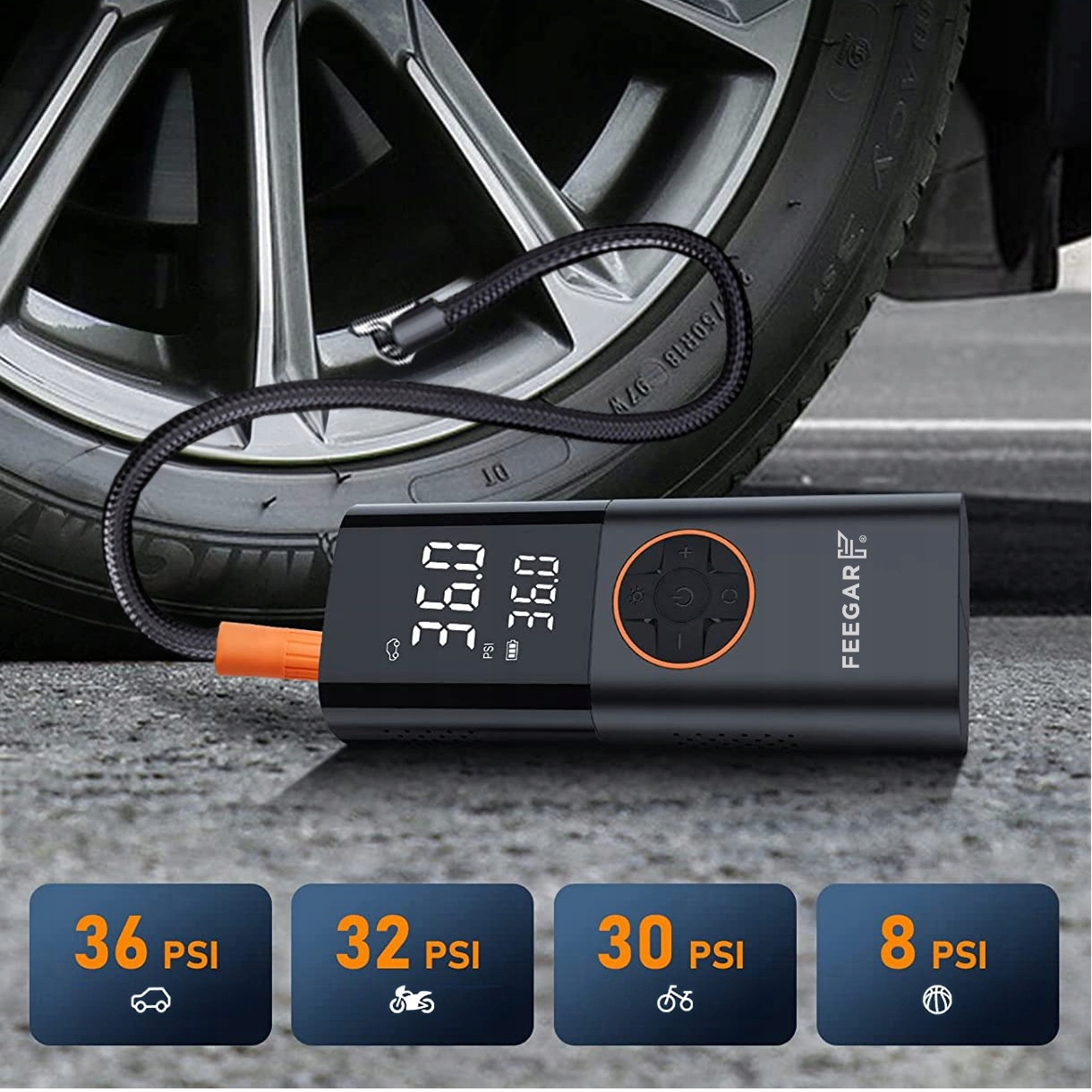 Feegar Pompka Elektryczna Kompresor Samochodowy12V