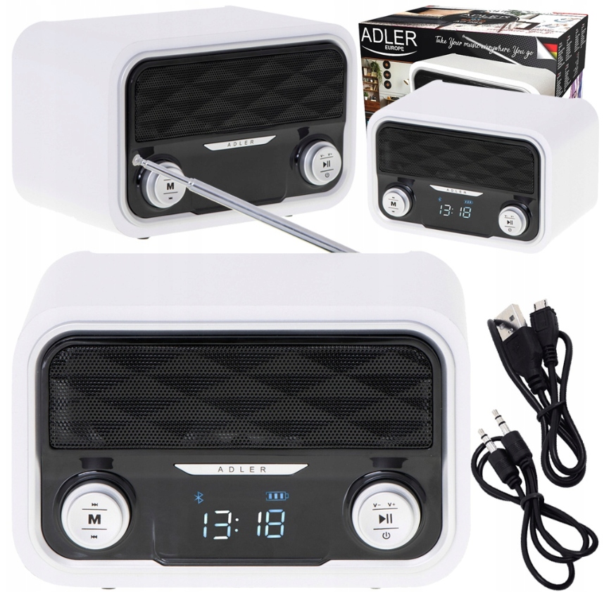 Radio Przenośne Fm Kuchenne Bluetooth Sd Usb Zegar