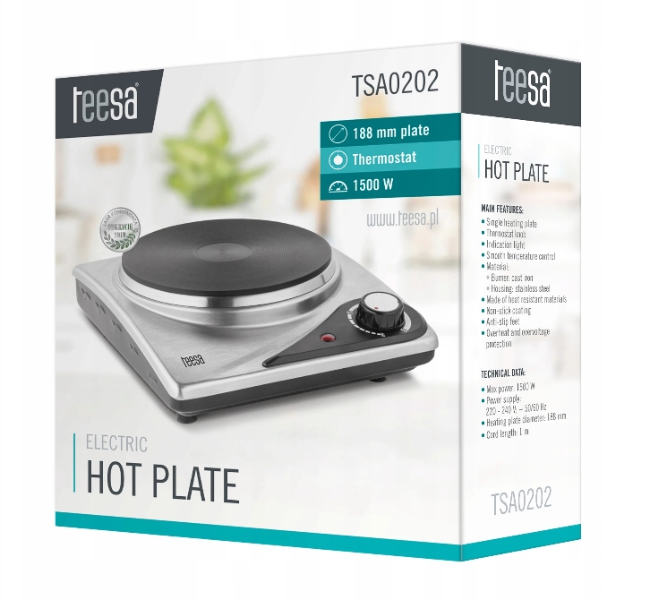 Kuchenka Elektryczna Jednopalnikowa Teesa 1500W