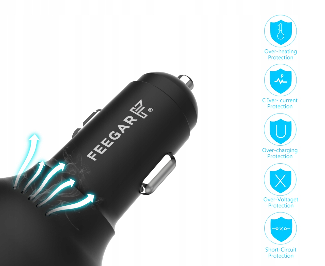 Feegar Ładowarka Samochodowa Usb 66W Iphone Huawei