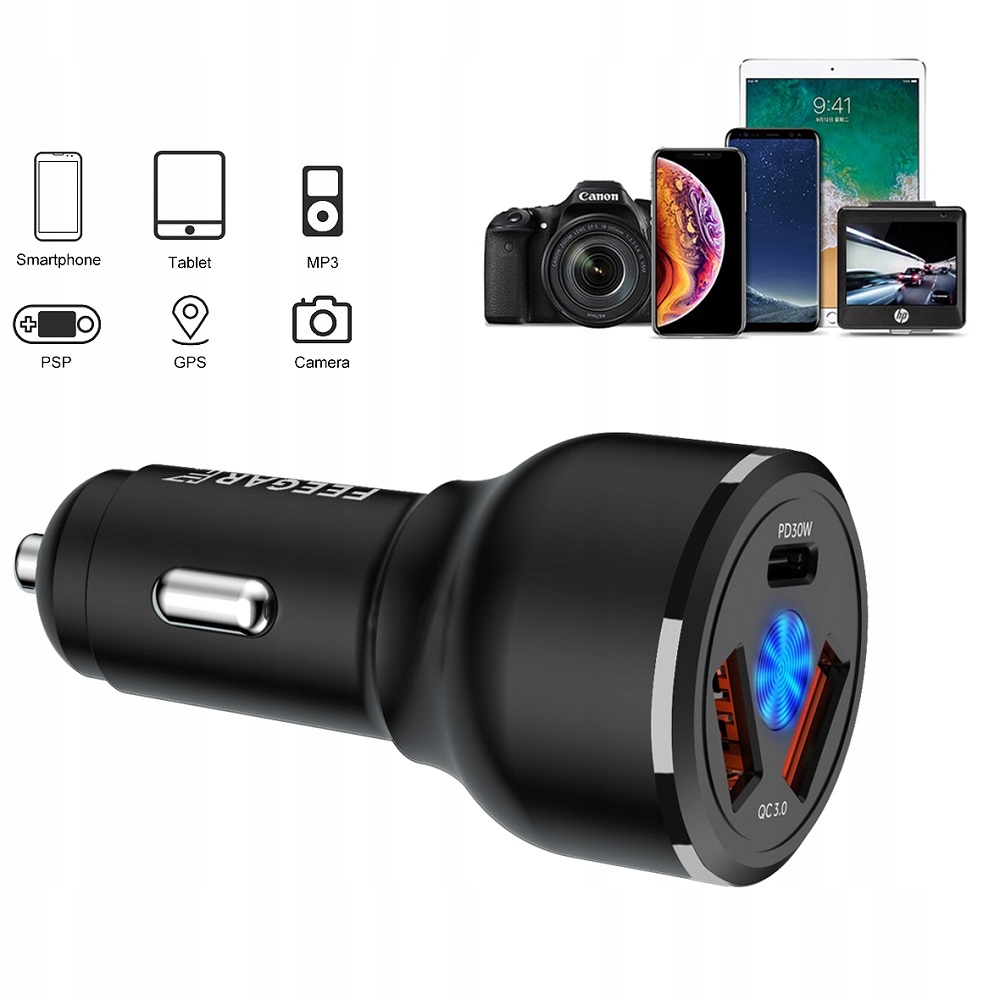 Feegar Ładowarka Samochodowa Usb 66W Iphone Huawei