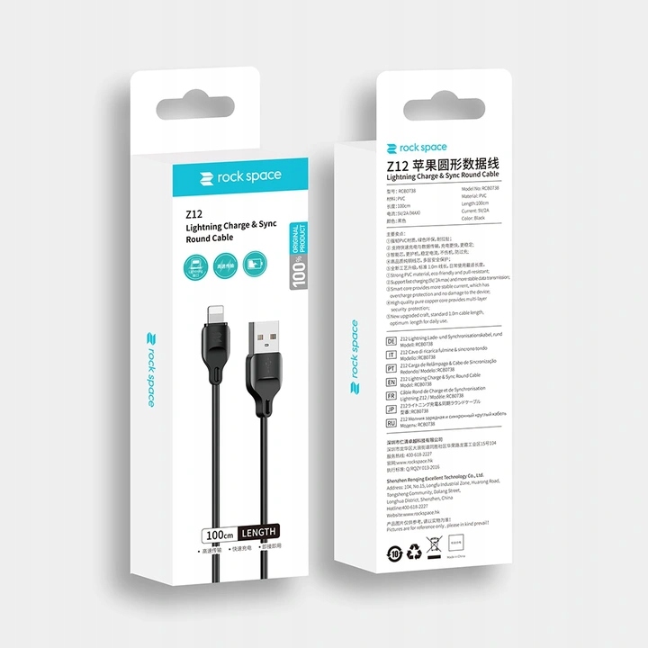 Oryginalny Kabel Rock Do Iphone 5 6 7 8 X Xs Xr 11