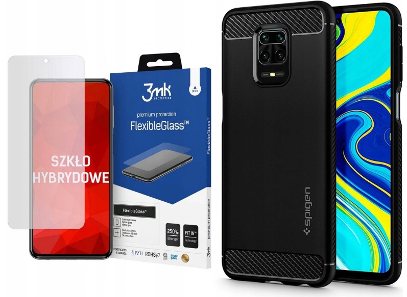 Spigen Etui Do Redmi Note 9S/9 Pro/Max +Szkło 3Mk