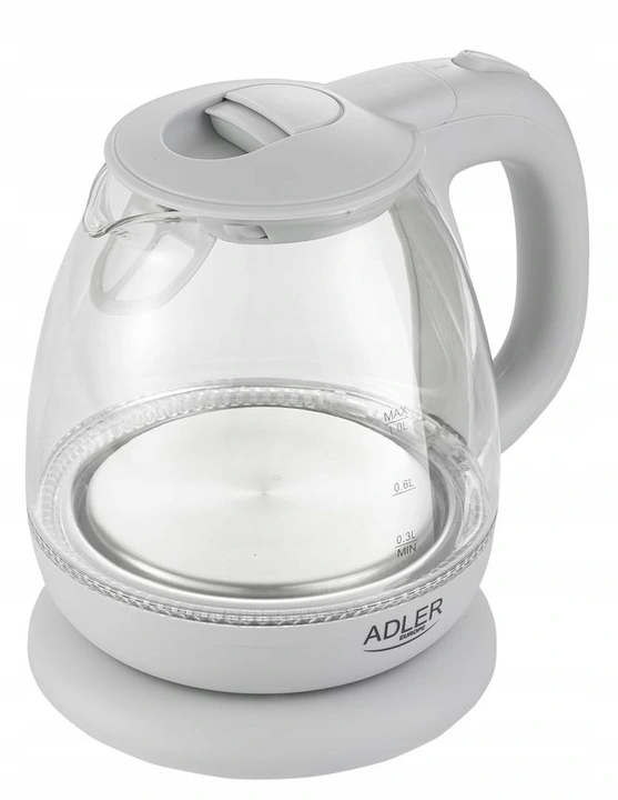 Szklany Czajnik 1L 1100W Adler Ad1283 Szary