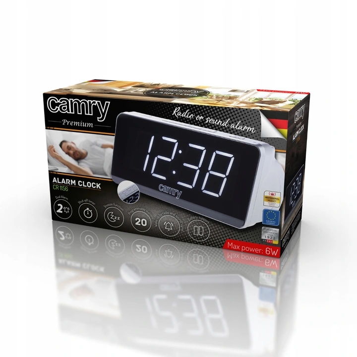 Radiobudzik Radio Fm/Am Zegar Led Alarm Adler