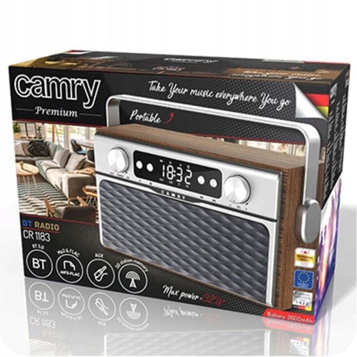 Radio Kuchenne Retro Drewniane Bluetooth Usb Fm Sd