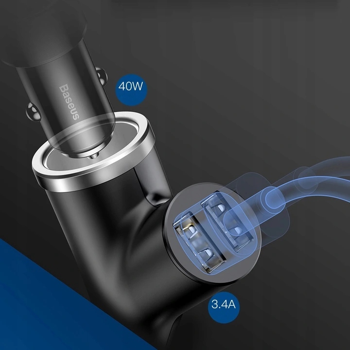 Baseus Ładowarka Samochodowa Zapalniczka 2Xusb 40W