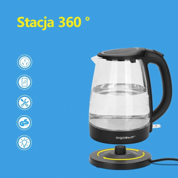Aigostar Adam 30Gom - Szklany Czajnik 1.7L 2200W