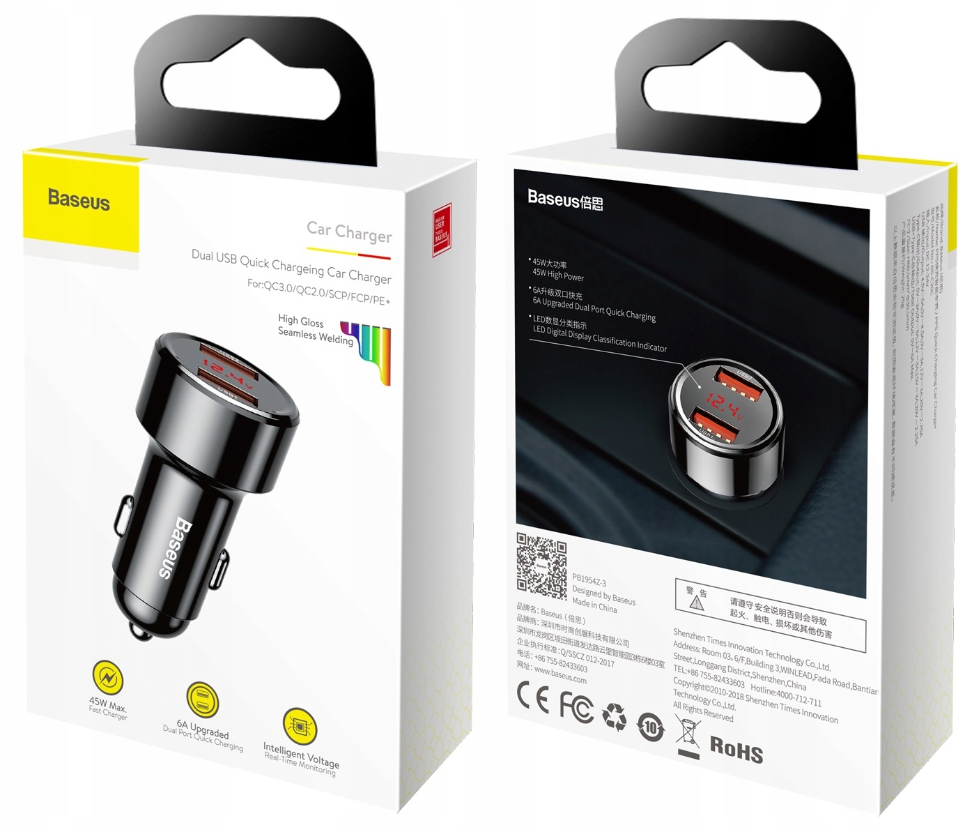 Baseus Szybka Ładowarka Samochodowa 2Xusb Qc3.0 6A