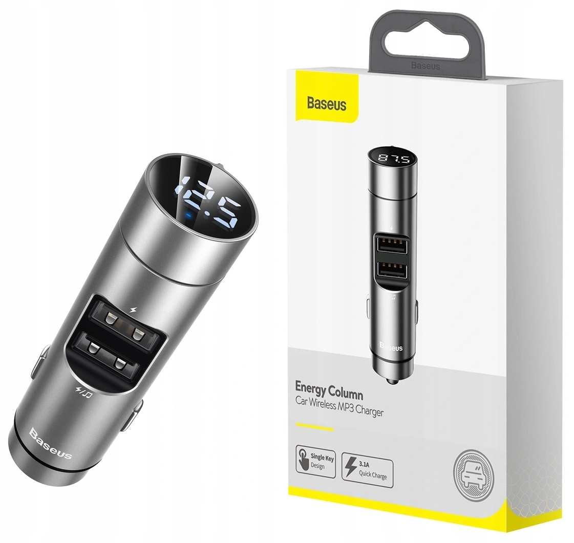 Baseus Transmiter Fm Bluetooth Ładowarka 2X Usb