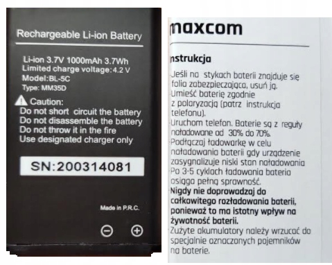 Oryg. Bateria Maxcom Do Mm400 430 450 460 132 335
